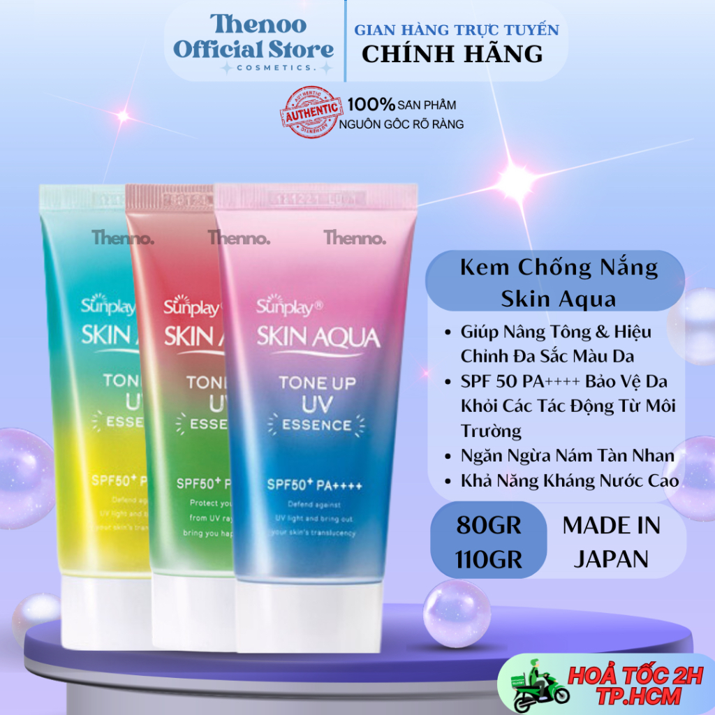 Kem Chống Nắng Nâng Tone Da Sunplay Skin Aqua Tone Up UV Essence SPF50+ Pa++++ 80g Bảng Nhật