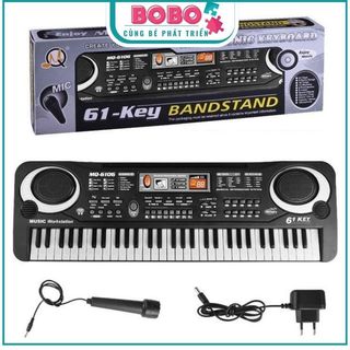 Đồ chơi đàn điện tử 61 phím kèm micro, đàn piano kết hơp đàn organ cho bé