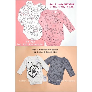 Set 2 body matalan/george chính hãng sz 3-6m, 6-9m, 9-12m
