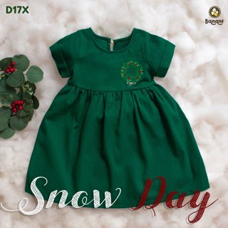  Váy linen bé gái Bananè Kids đầm bé gái tay ngắn thêu hoa phối nơ lưng xinh xắn đầm Noel   - D17X 