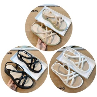 💕💕dép - sandal đẹp chơi lễ tết dép nữ đế xuồng -sandal học sinh cao cấp 3 màu cao 5cm - dép may sang chảnh