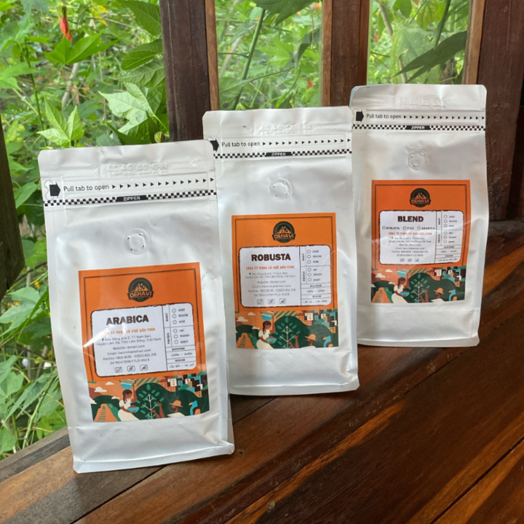 Blend Robusta - Arabica tỉ lệ  nguyên hạt/xay sẵn pha máy, chế biến Ướt/Honey từ Dehavi Coffee