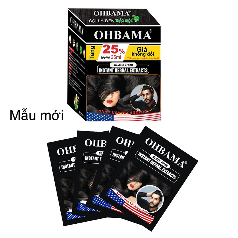 Dầu gội nhuộm tóc thảo dược Ohbama Black Hair Instant Wash 20ml