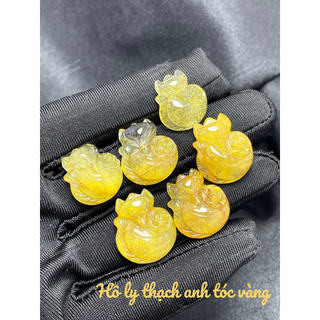 Mặt dây Hồ ly chúa thạch anh tóc Vàng