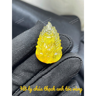 Mặt dây Hồ ly chúa thạch anh tóc Vàng