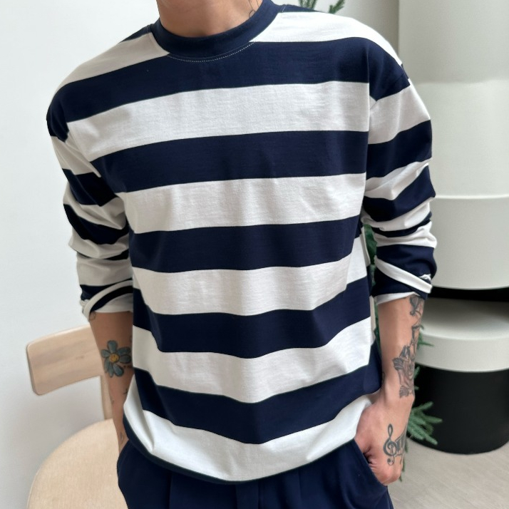 Thun tay dài sọc xanh