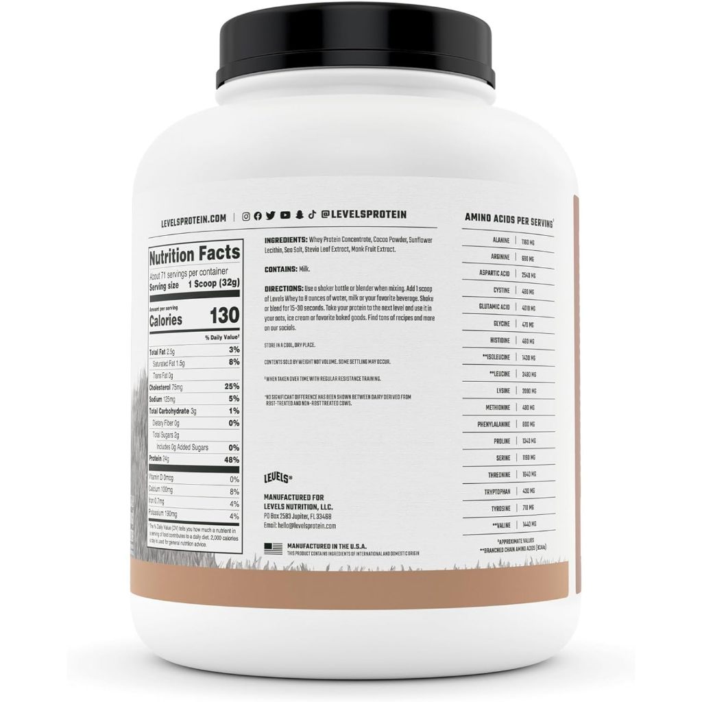 Bổ sung đạm 100% Grass-Fed Whey Protein LEVELS : 5lbs 71 lần dùng