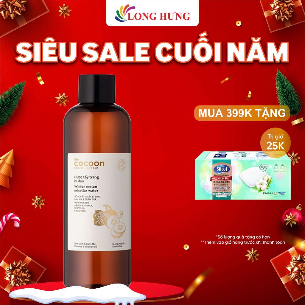 Nước tẩy trang bí đao Cocoon làm sạch và giảm dầu