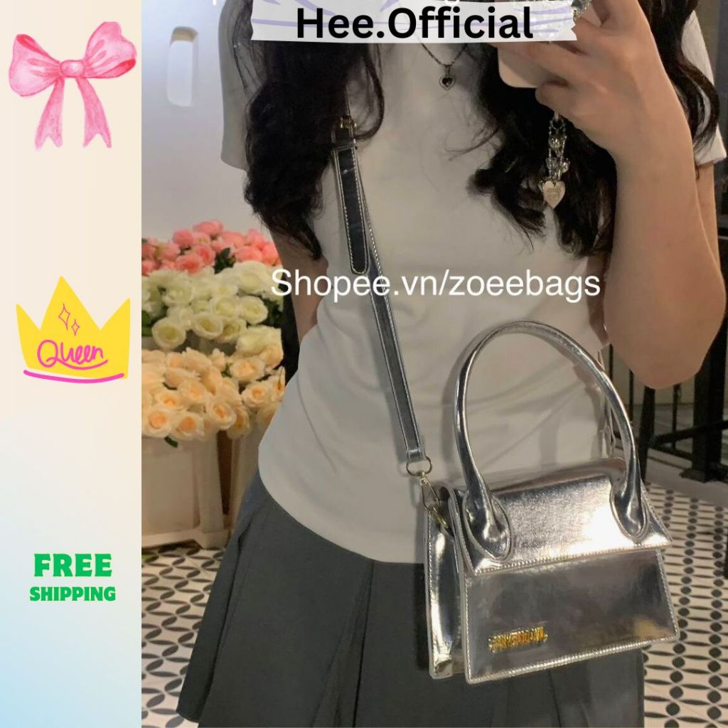 Túi xách nữ, túi đeo chéo thời trang công sở Hàn Quốc đeo chéo hot trend -J.A.C Bạc Bóng