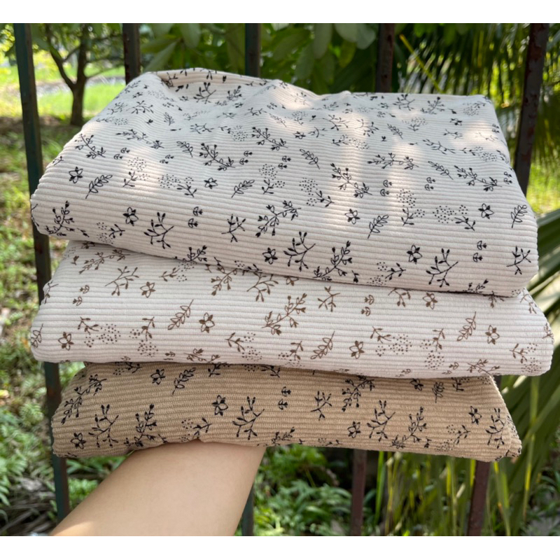 Vải nhung tăm to in hoa, mềm mại co giãn hot thu đông 2023 tông hàn quốc