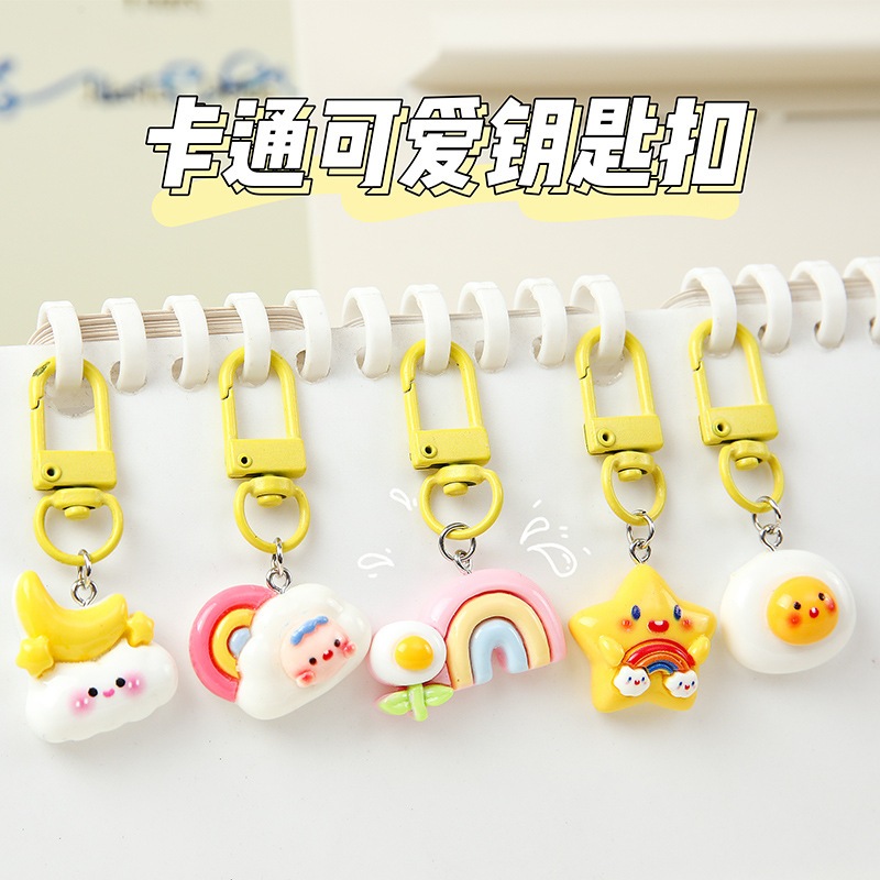 Móc khóa treo balo gắn charm họa tiết hoạt hình dễ thương