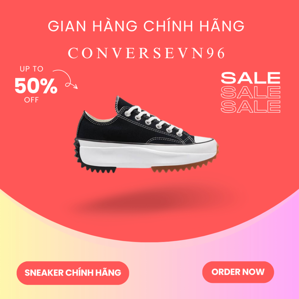 Giày Convers Run Star Hike Unisex Black White Gum Full Box