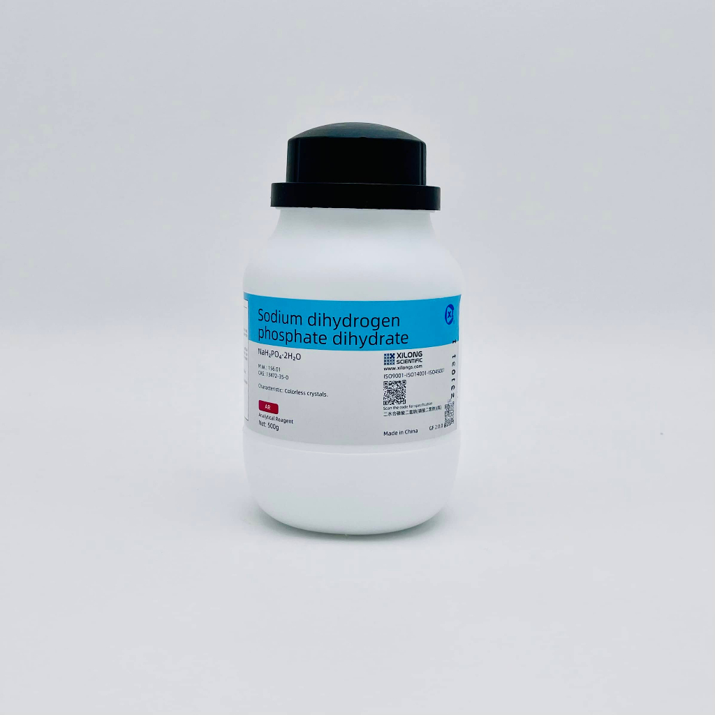 Hóa chất Sodium Dihydrogen Phosphate dihydrate (NaH2PO4.2H2O,AR, Chai 500G, Xilong, Cas 13472-35-0)
