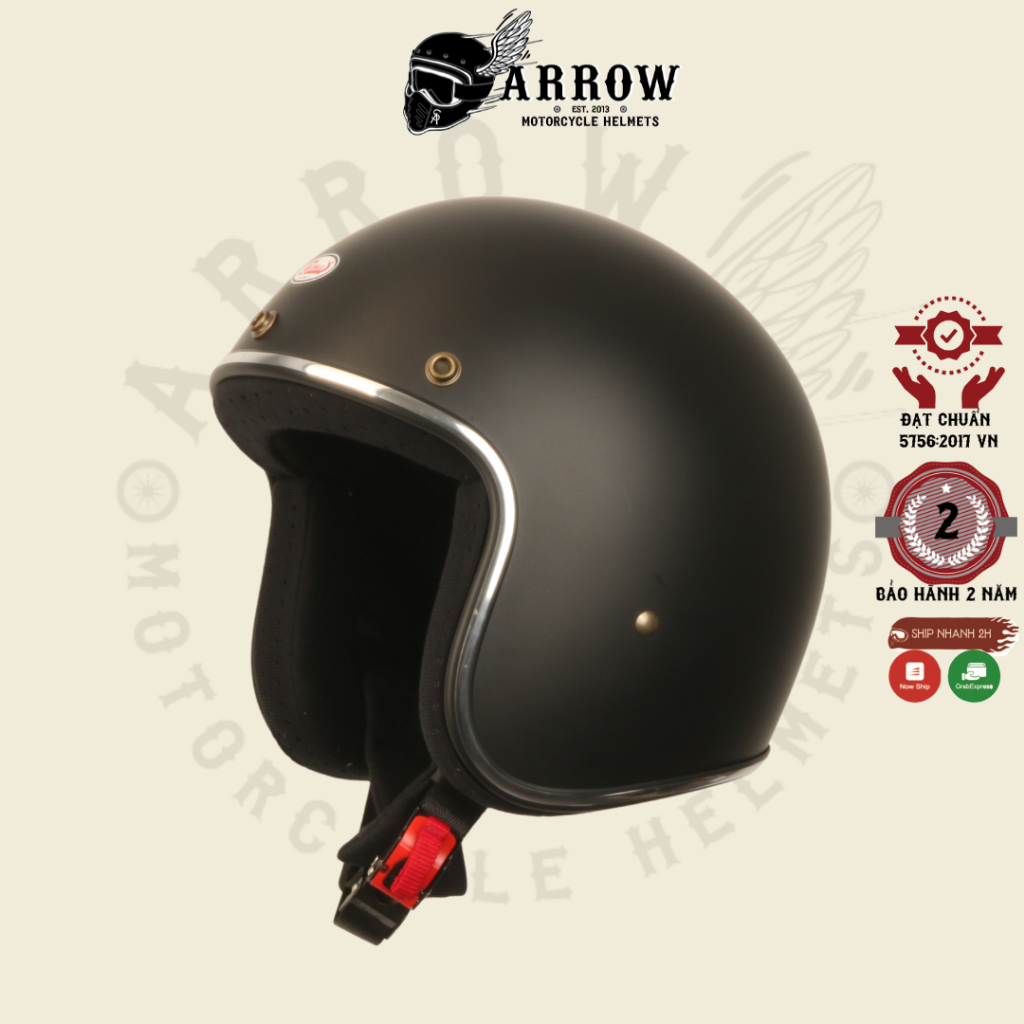 Nón bảo hiểm 3/4 Raw Boco basic nhiều màu sắc arrow shop