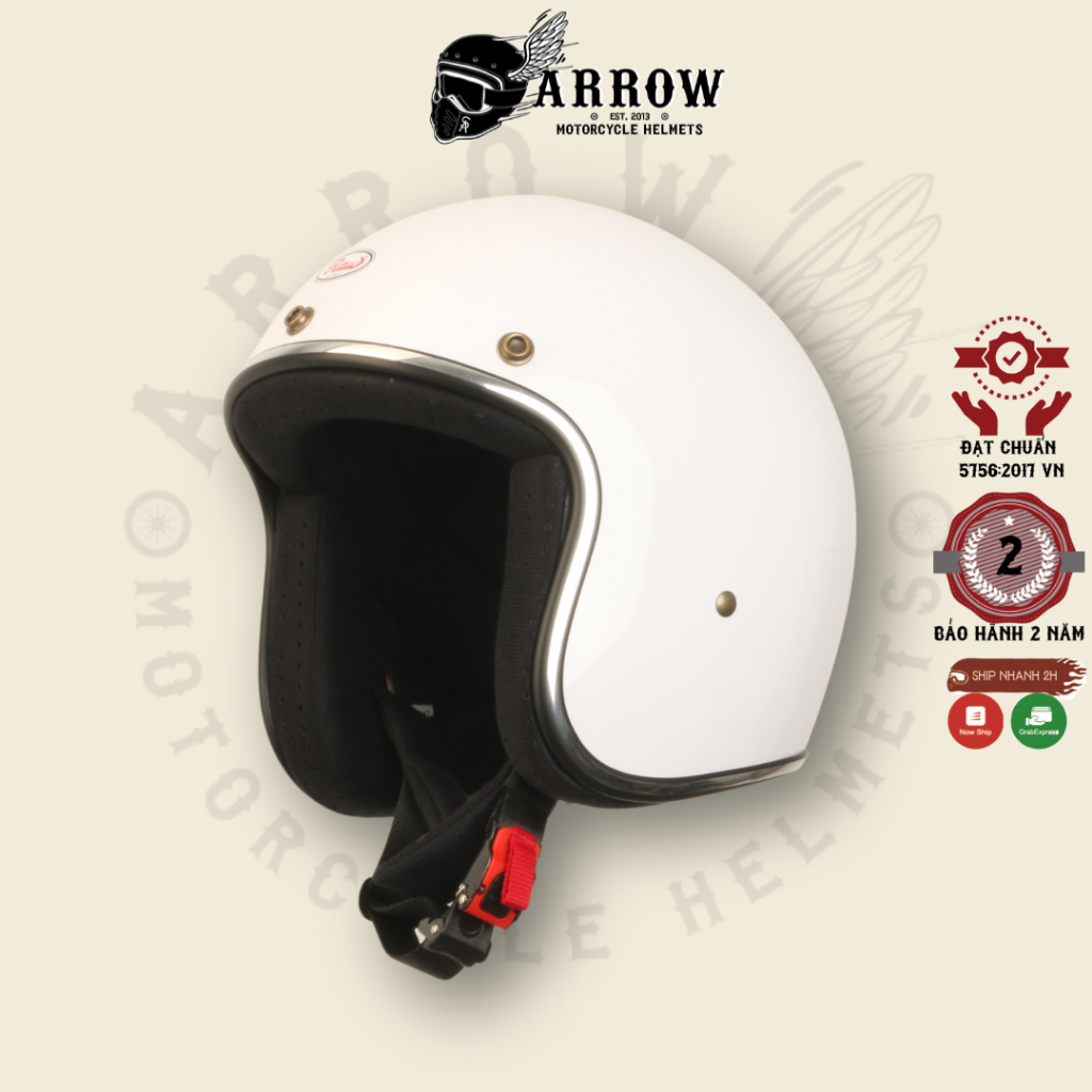 Nón bảo hiểm 3/4 Raw Boco basic nhiều màu sắc arrow shop