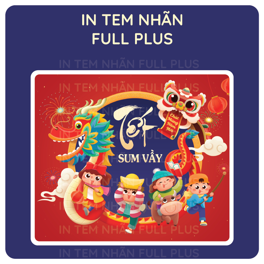 Tem dán tết mẫu mới HOT, Tem dán CHÚC MỪNG NĂM MỚI