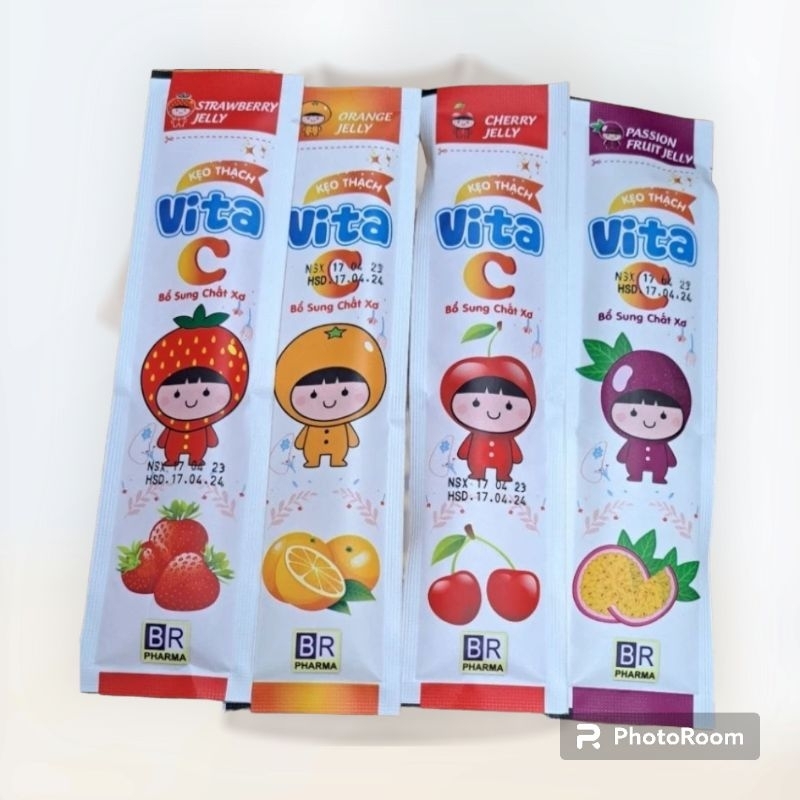 Kẹo thạch Vita C hộp 12 gói BR Pharma Bổ sung chất xơ dễ tiêu hóa cho bé
