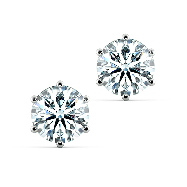 Bông tai nụ Moissanite bạc ý xi bạch kim