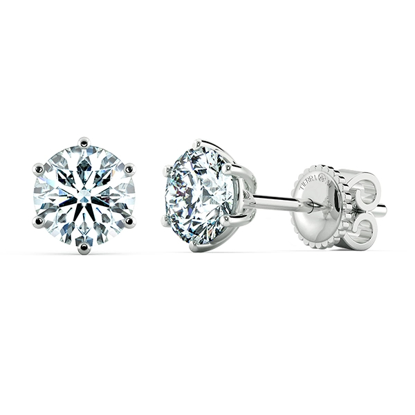 Bông tai nụ Moissanite bạc ý xi bạch kim