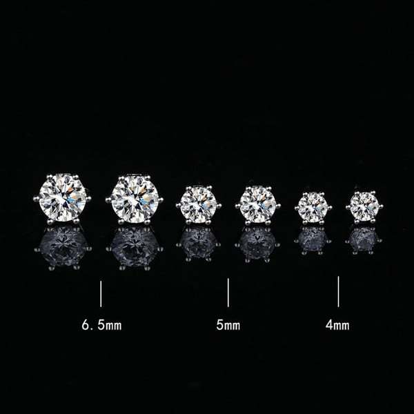 Bông tai nụ Moissanite bạc ý xi bạch kim