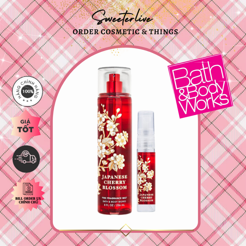 JAPANESE CHERRY BLOSSOM Body Mist (Bill US) - Xịt thơm toàn thân BATH & BODY WORKS
