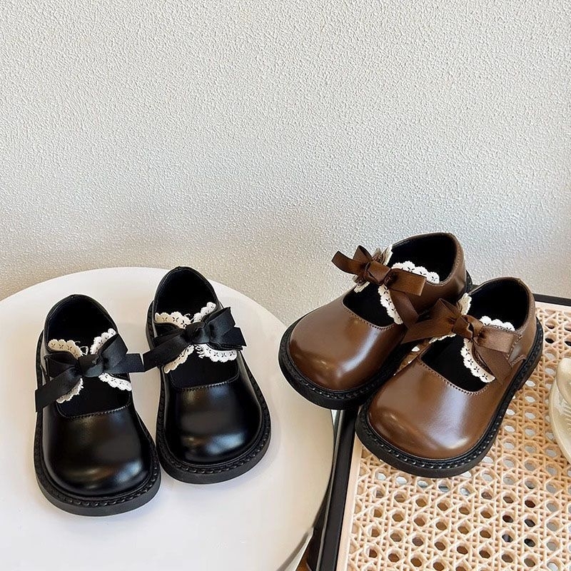 Giày búp bê da siêu mềm nơ quai dán cho bé gái