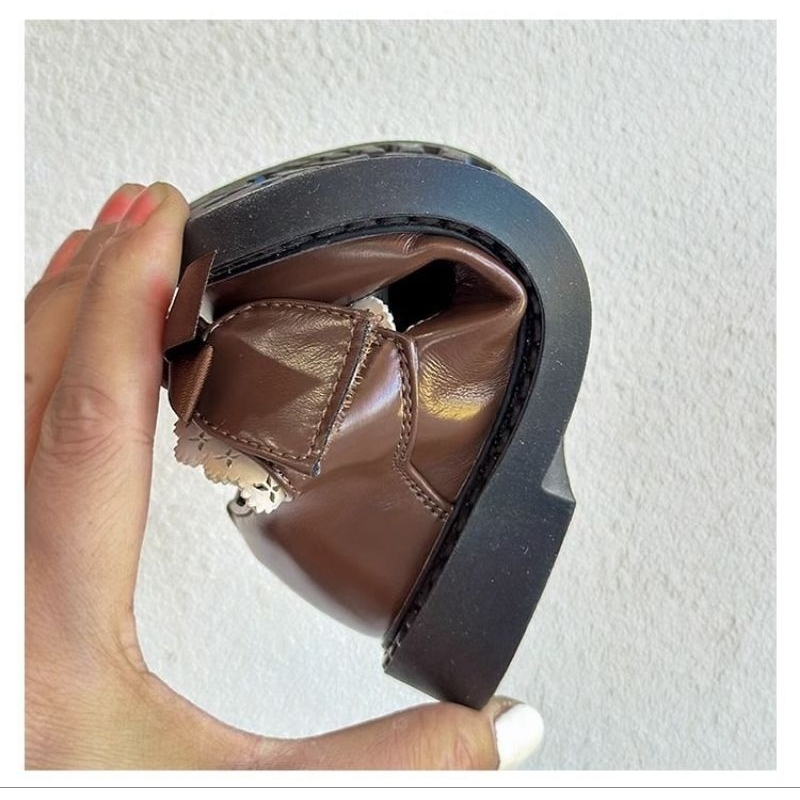 Giày búp bê da siêu mềm nơ quai dán cho bé gái