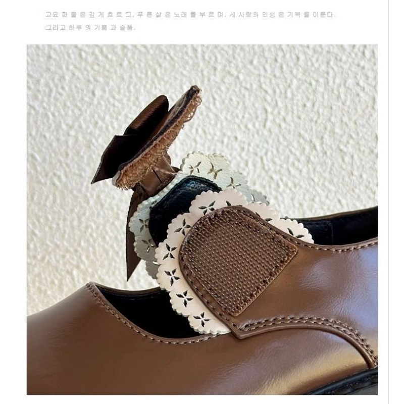 Giày búp bê da siêu mềm nơ quai dán cho bé gái