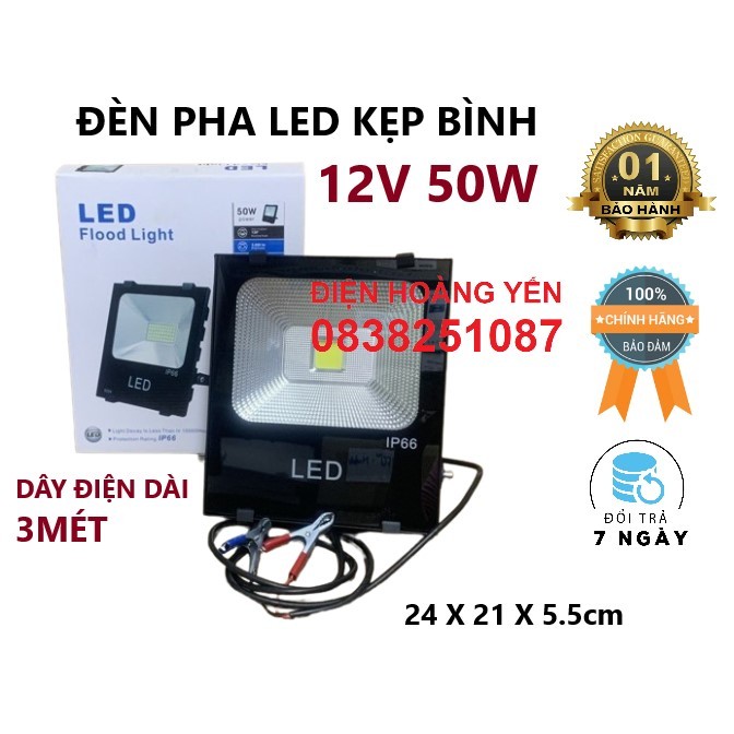 Đèn pha led kẹp bình 50w 12v để ngoài trời