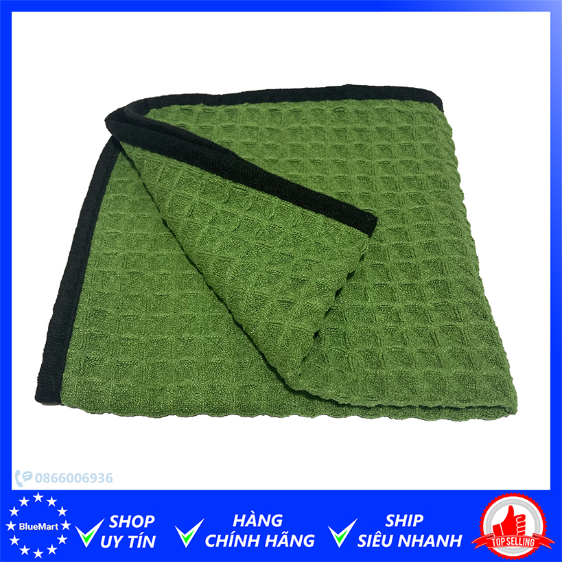 Khăn lau kính xe ô tô không xổ lông vải waffle microfiber 40x40cm