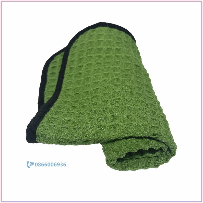 Khăn lau kính xe ô tô không xổ lông vải waffle microfiber 40x40cm