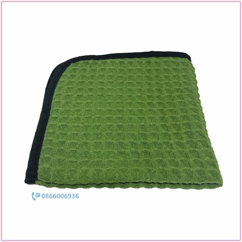 Khăn lau kính xe ô tô không xổ lông vải waffle microfiber 40x40cm
