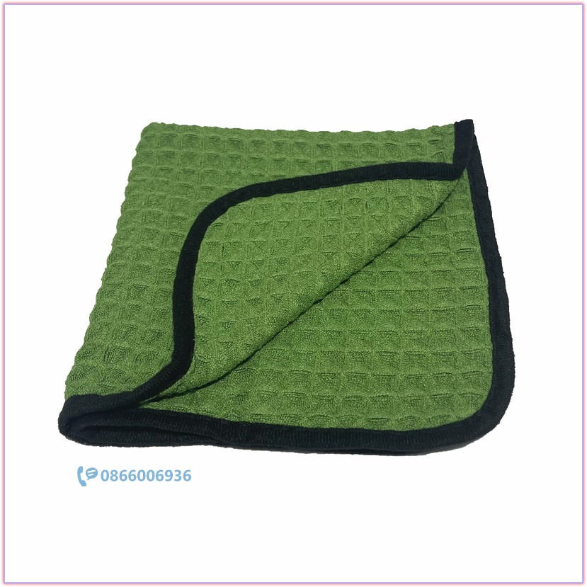 Khăn lau kính xe ô tô không xổ lông vải waffle microfiber 40x40cm