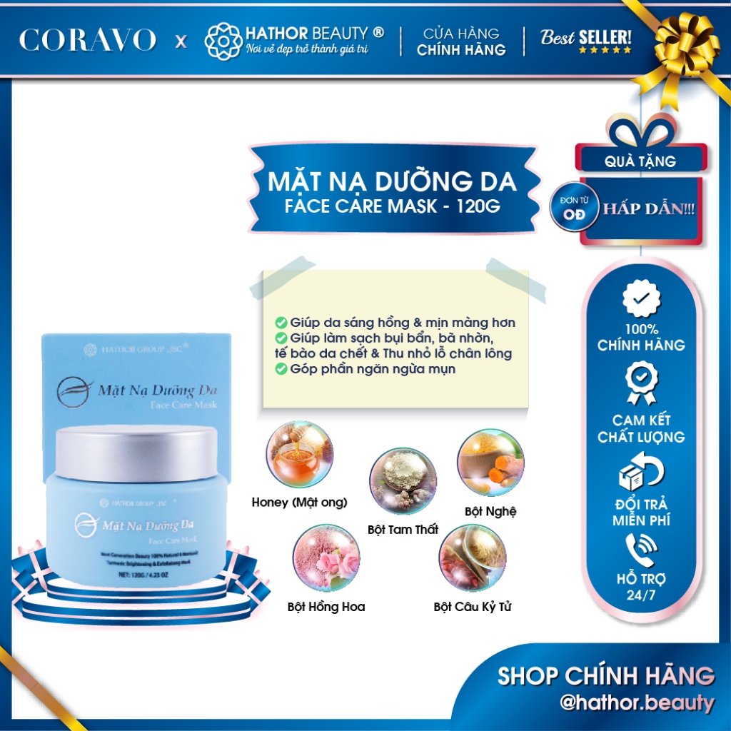Mặt nạ dưỡng da Masterfay Làm sạch Sáng da Chăm sóc mụn Hathor Beauty (Kim Thiên Hoa) 120g - Coravo