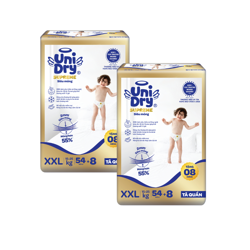 Combo 2 Tã quần UniDry Supreme siêu mỏng chỉ 2mm size M/L/XL/XXL/XXXL