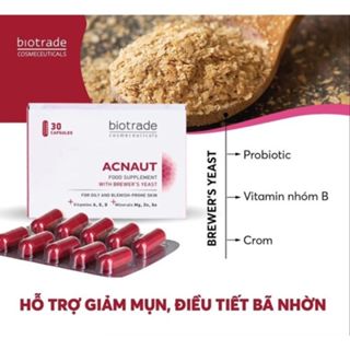 Viên Uống Giảm Mụn Biotrade Acnaut Food Supplement Kiềm Giảm Dầu Hộp 30v