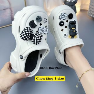 Dép sục nữ đế độn 6cm hình Gấu CARO, dép Cross nữ độn chiều cao chọn tăng 1 size Đức Phúc