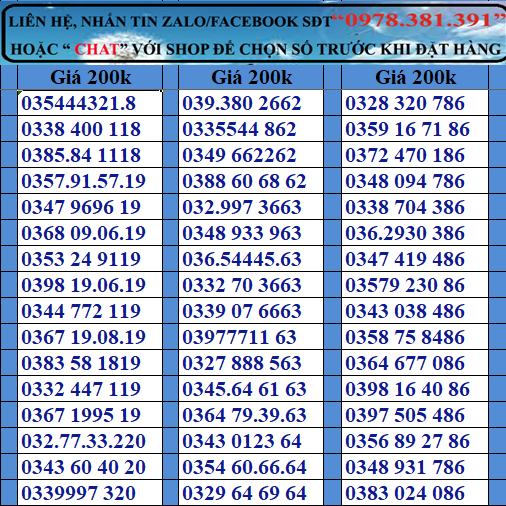 Sim số đẹp viettel đồng giá 200k