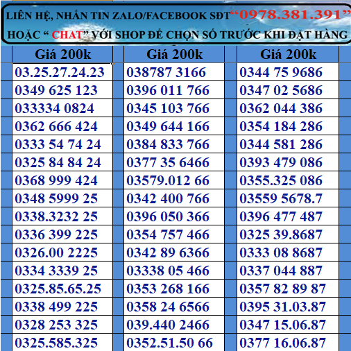 Sim số đẹp viettel đồng giá 200k