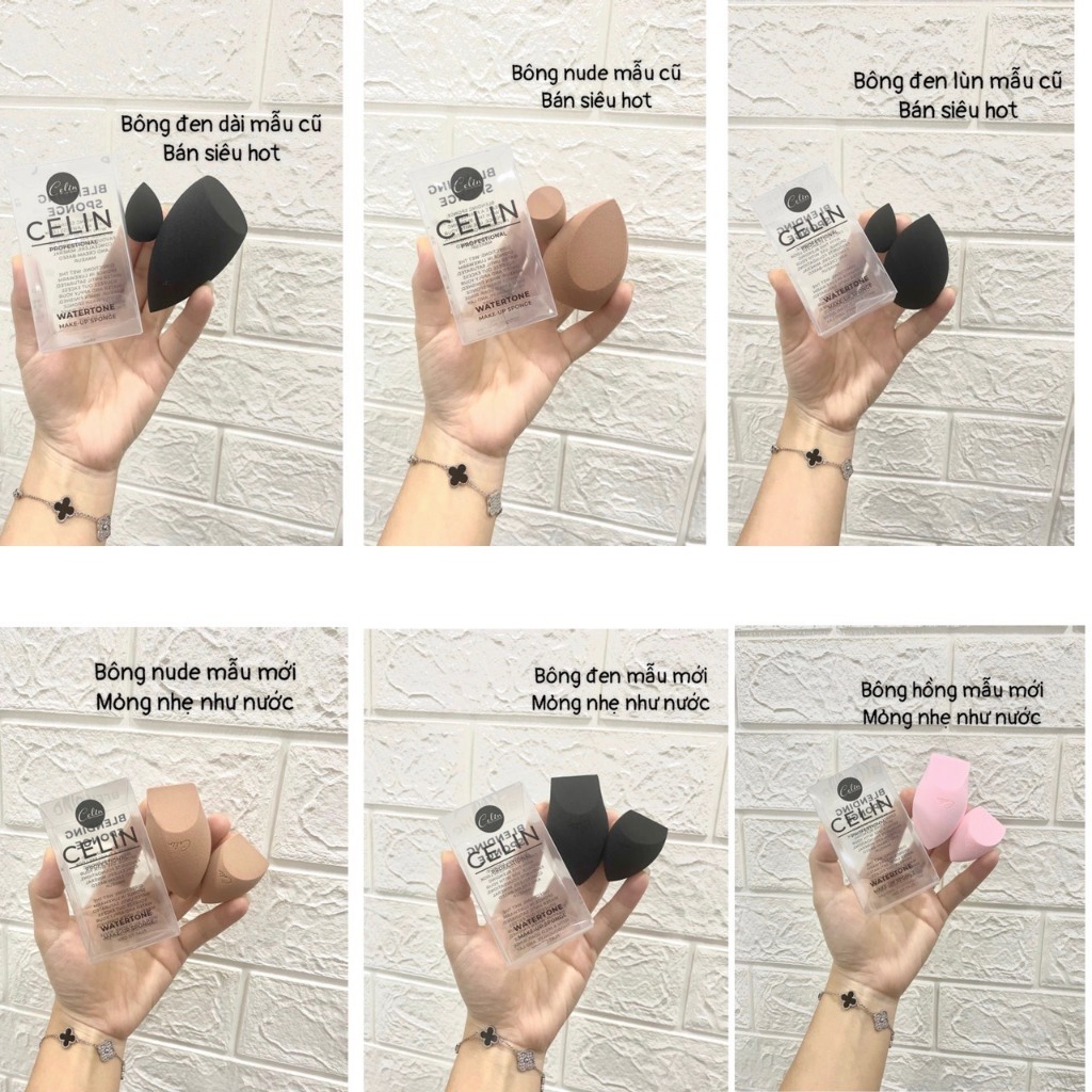 Bông Mút Tán Nền Celin 2 Chiếc Chính Hãng sẵn màu nâu và màu đen