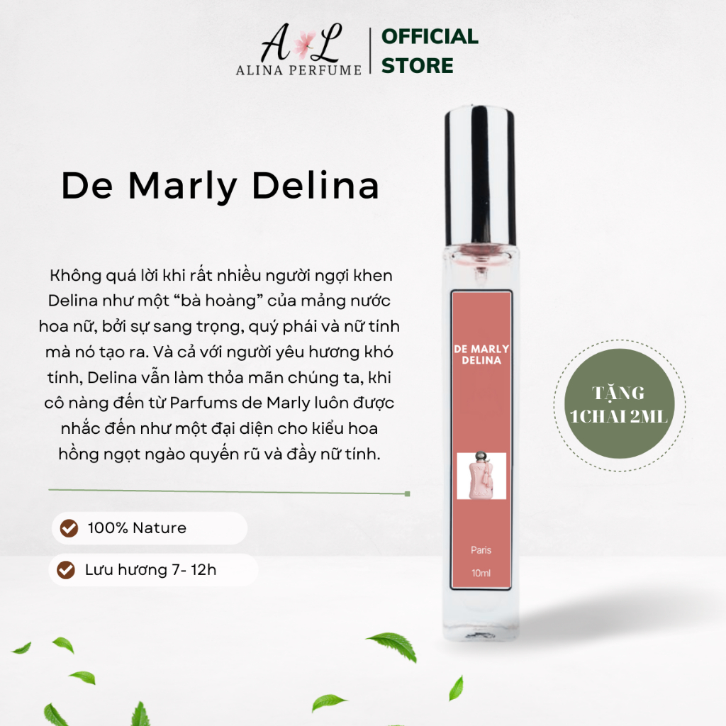 Nước Hoa Nữ Chính Hãng Alina Perfume De Marly Delina 10ml Thơm Lâu  Ngọt ngào, Sang Trọng, Quyến rũ