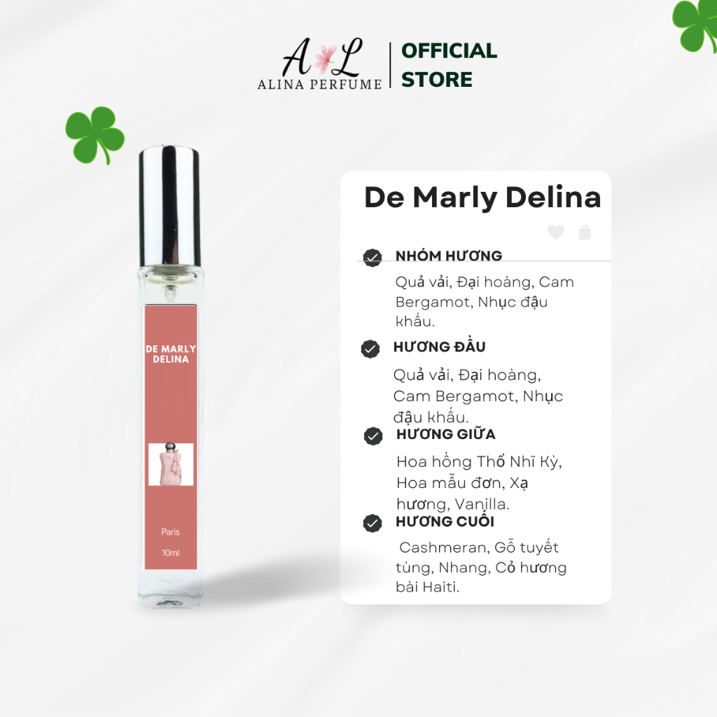 Nước Hoa Nữ Chính Hãng Alina Perfume De Marly Delina 10ml Thơm Lâu  Ngọt ngào, Sang Trọng, Quyến rũ