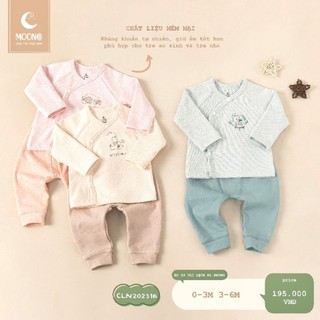 Moon_ Bộ sơ sinh nỉ Moon cài lệch cho bé