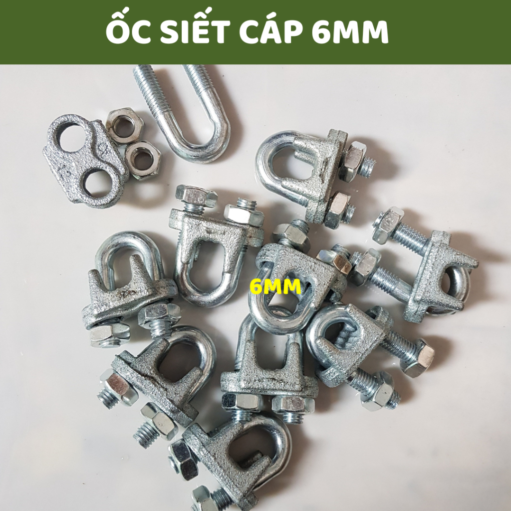 Ốc Siết Cáp, Khóa Cáp, Kẹp cáp 3mm, 5mm, 6mm, 8mm nông nghiệp - Vattuxanh