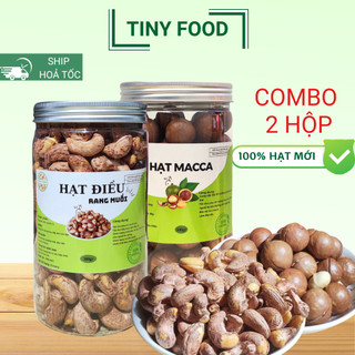 Combo Hạt Macca nứt vỏ 500gr và Hạt Điều rang muối 500gr - Hạt dinh dưỡng Tiny Food