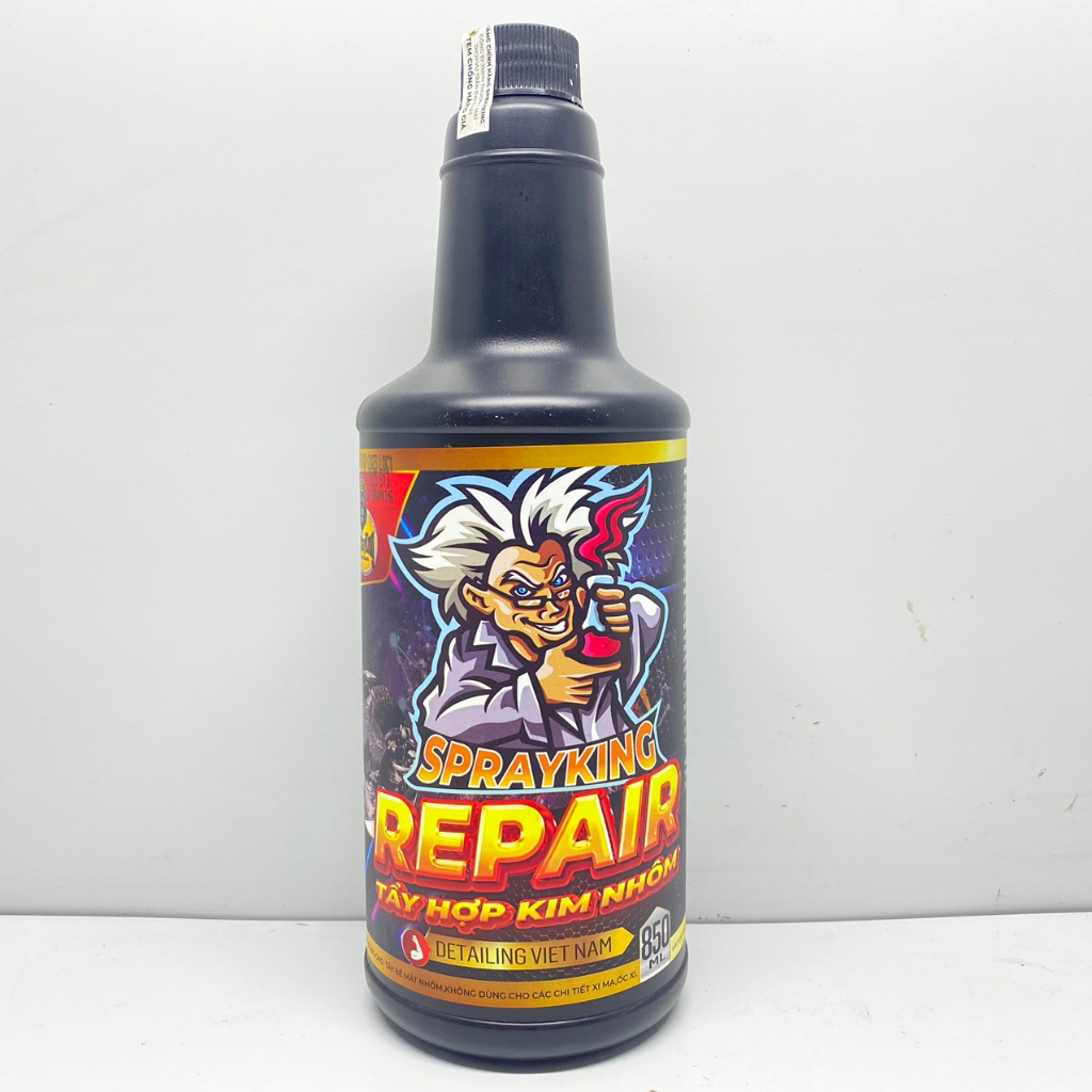 Chai xịt tẩy rửa hợp kim nhôm, tẩy lốc máy, đầu bò xịt vệ sinh sên SprayKing REPAIR 850ml Mẫu Mới