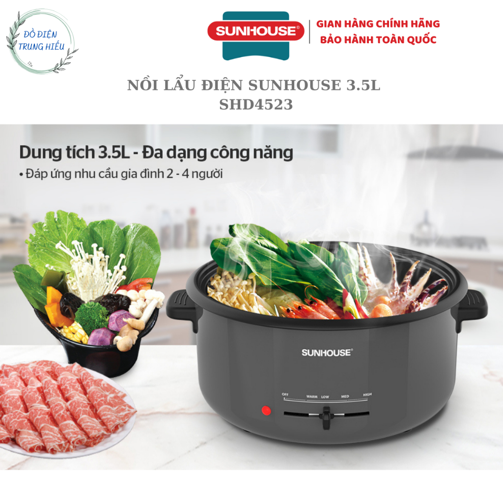 Nồi lẩu điện đa năng Sunhouse SHD4523 3.5L - Hàng chính hãng bảo hành 12 tháng