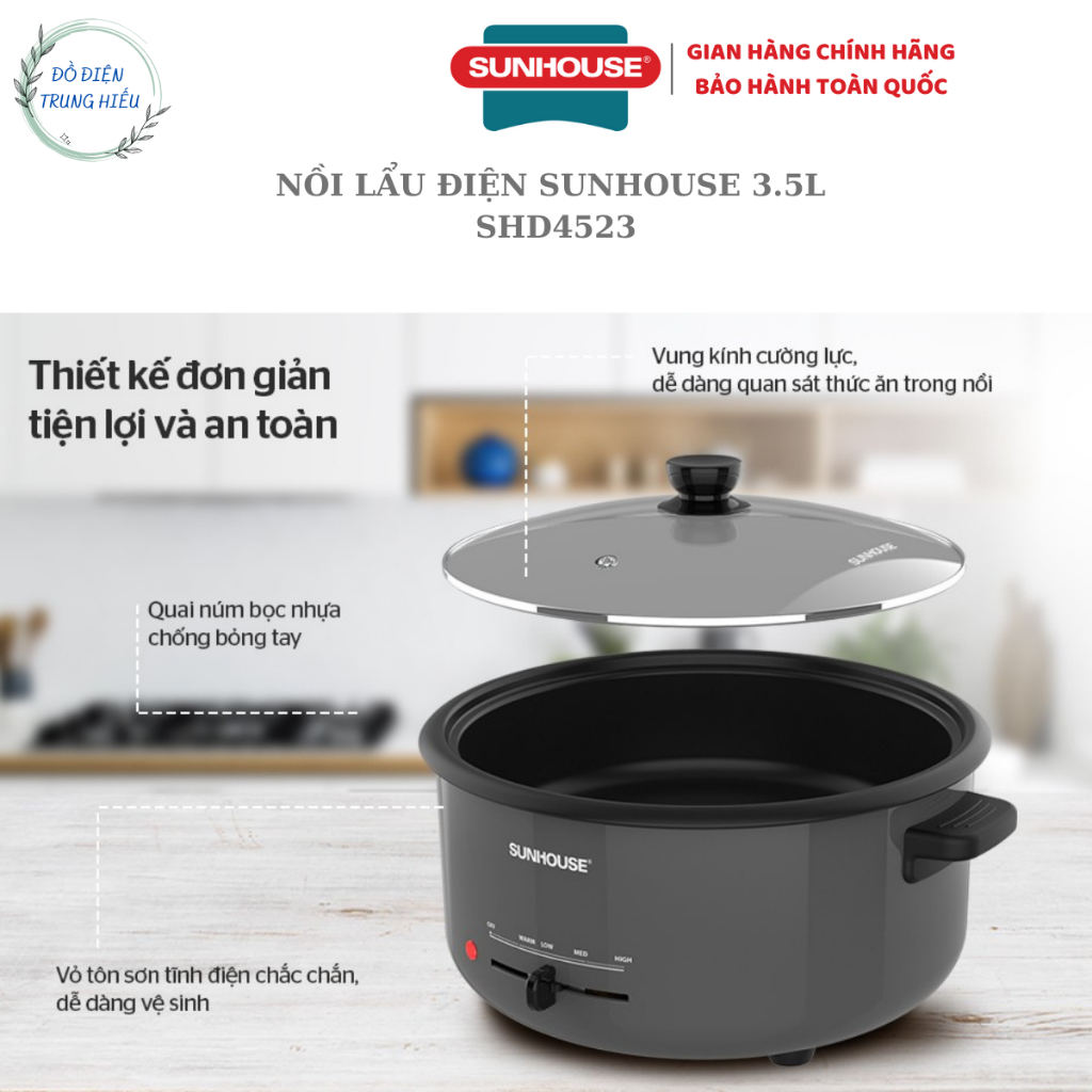 Nồi lẩu điện đa năng Sunhouse SHD4523 3.5L - Hàng chính hãng bảo hành 12 tháng