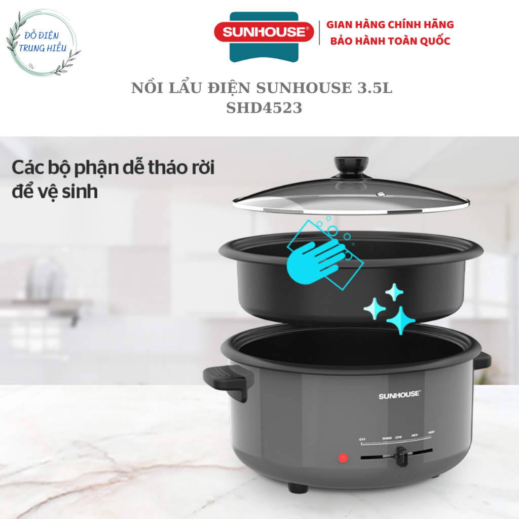 Nồi lẩu điện đa năng Sunhouse SHD4523 3.5L - Hàng chính hãng bảo hành 12 tháng
