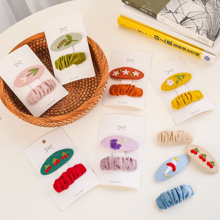 Set 2 cặp tóc handmade thêu hoa và nhung